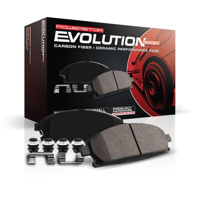 ستوب Power Stop Z23-1577 Front Z23 Evolution Sport وسادات فرامل سيراميك مملوءة بألياف الكربون مع أجهزة لبورشه كايين بورش ماكان بورش ما بورش باناميرا بورش باناميرا [نموذج محدد] - Image 1